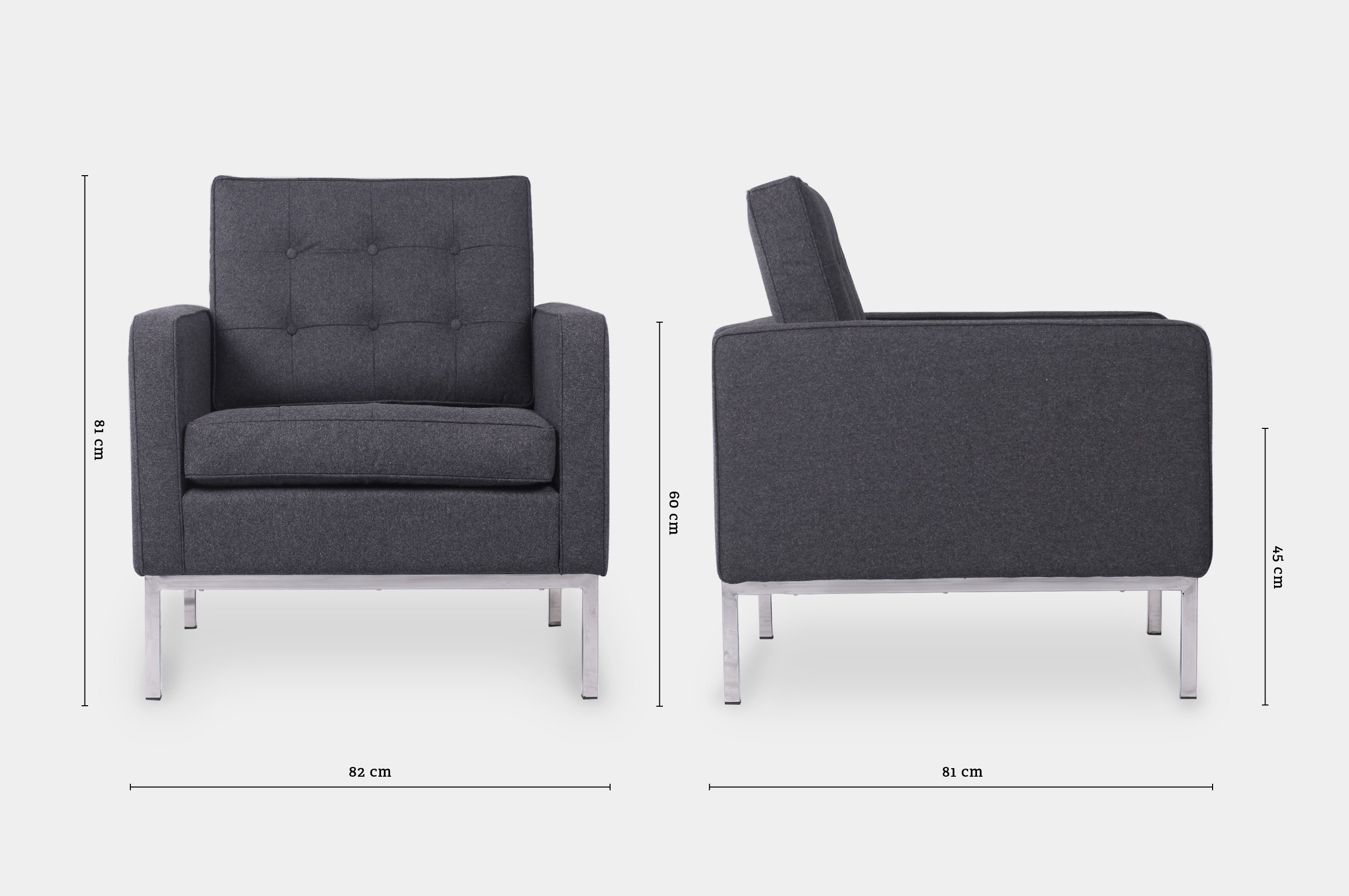 Replica Florence Knoll Armchair – Charcoal 5