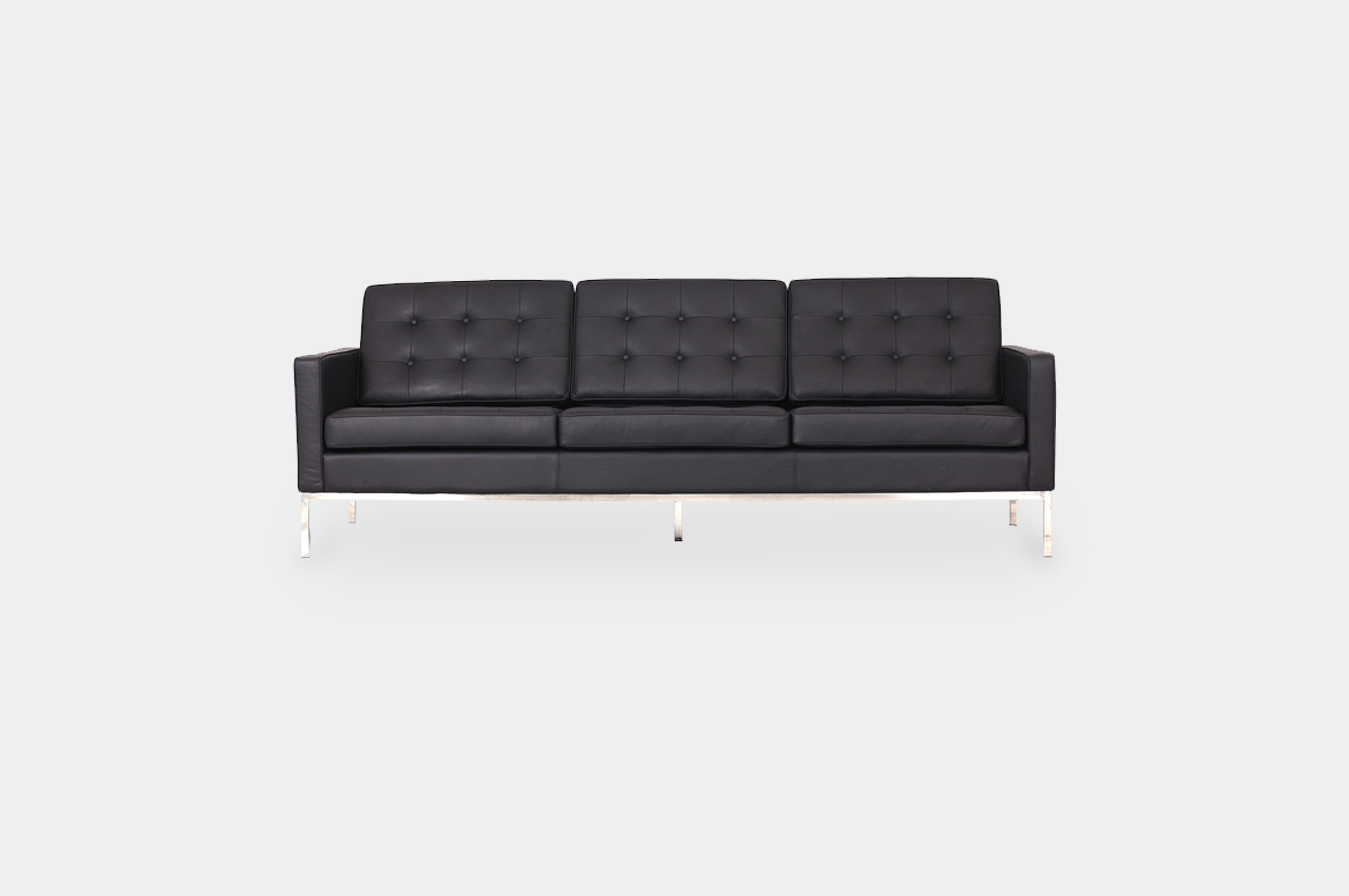 Replica Florence Knoll 3 Seater Sofa – Black Leather 1