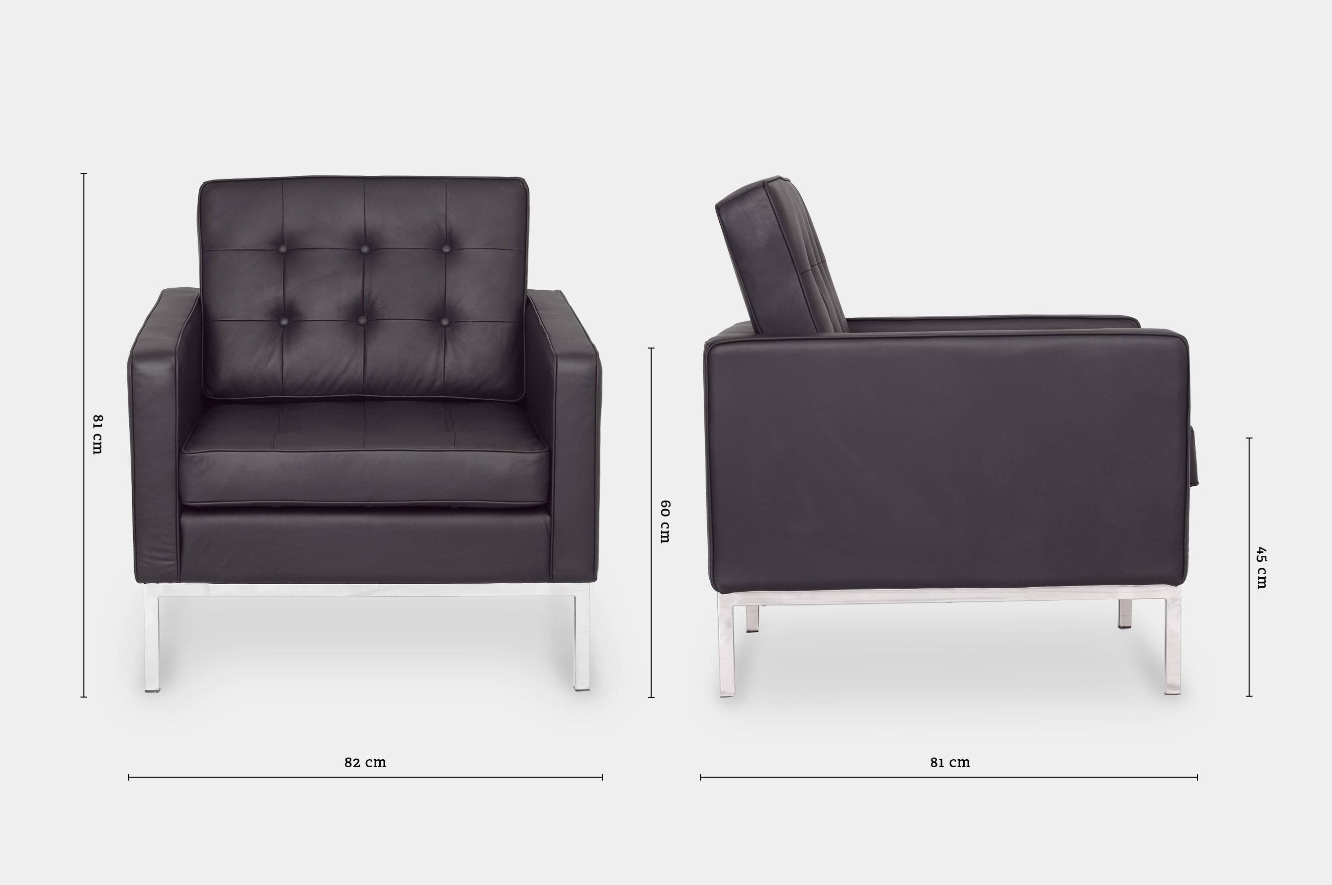 Replica Florence Knoll Armchair – Black Leather 5